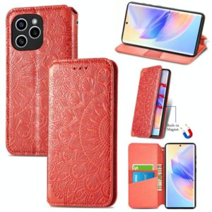 For Honor 60 SE Blooming Mandala Embossed Magnetic Leather Phone Case(Red) (OEM)