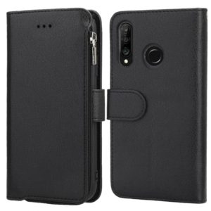 For Huawei P30 Lite Microfiber Zipper Horizontal Flip Leather Case(Black) (OEM)