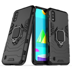 For Samsung Galaxy M01 Shockproof PC + TPU Protective Case with Magnetic Ring Holder(Black) (OEM)