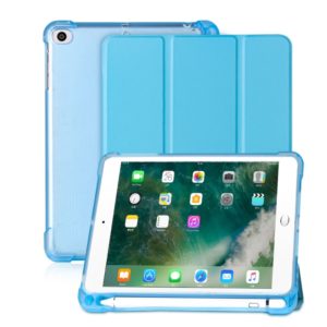 For iPad mini 5 / mini 4 / mini 3 / mini 2 / mini 3-folding Litchi Texture Horizontal Flip PU Leather + Shockproof TPU Case with Holder & Pen Slot(Sky Blue) (OEM)