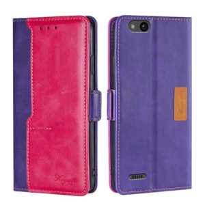For ZTE Tempo X/Vantage/Z839/N9137 Contrast Color Side Buckle Leather Phone Case(Purple + Rose Red) (OEM)