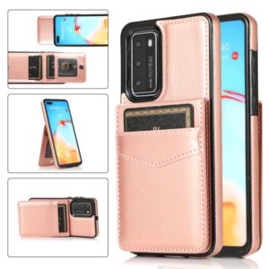 For Huawei P40 Solid Color PC + TPU Protective Case with Holder & Card Slots(Rose Gold) (OEM)