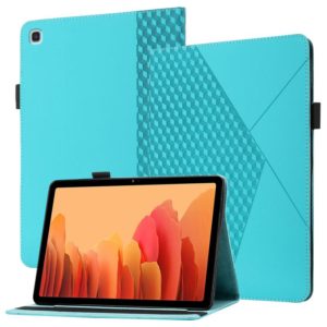 For Samsung Galaxy Tab A7 10.4 2020 T500/T505 Rhombus Skin Feel Horizontal Flip Tablet Leather Case with Card Slots & Holder(Lake Blue) (OEM)