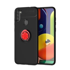 For Galaxy A11 Metal Ring Holder 360 Degree Rotating TPU Case(Black+Red) (OEM)
