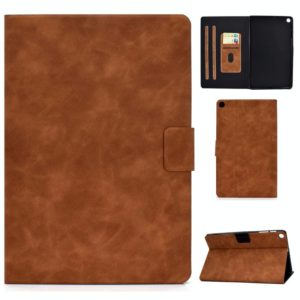 For Samsung Galaxy Tab A 10.1 (2019) T510/T515 Cowhide Texture Horizontal Flip Leather Case with Holder & Card Slots(Brown) (OEM)