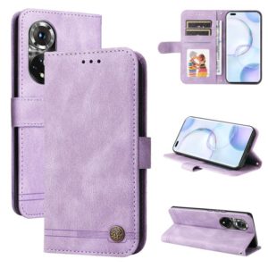 For Honor 50 Pro / Huawei nova 9 Pro Skin Feel Life Tree Metal Button Leather Phone Case(Purple) (OEM)