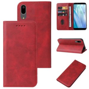 For Sharp Aquos Sense 3 Basic Magnetic Closure Leather Phone Case(Red) (OEM)