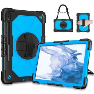 For Samsung Galaxy Tab S8+ 12.4 inch SM-X800 / SM-X806 Contrast Color Robot Shockproof Silicone + PC Tablet Case(Black+Blue) (OEM)