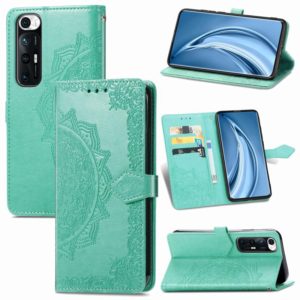 For Xiaomi Mi 10S Mandala Flower Embossed Horizontal Flip Leather Case with Bracket / Card Slot / Wallet / Lanyard(Green) (OEM)