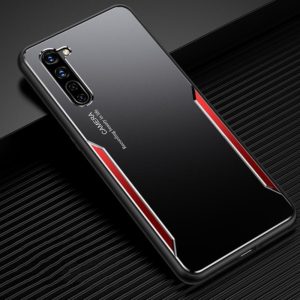 For OPPO Reno3 Blade Series TPU Frame + Titanium Alloy Sand Blasting Technology Backplane + Color Aluminum Alloy Decorative Edge Mobile Phone Protective Shell(Black + Red) (OEM)