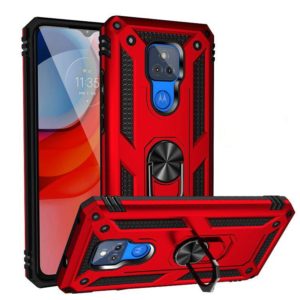 For Motorola Moto G Play (2021) Shockproof TPU + PC Protective Case with 360 Degree Rotating Holder(Red) (OEM)