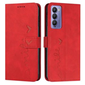 For Tecno Camon 18 Skin Feel Heart Pattern Leather Phone Case(Red) (OEM)