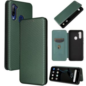 For ZTE Libero 5G Carbon Fiber Texture Horizontal Flip TPU + PC + PU Leather Case with Card Slot(Green) (OEM)
