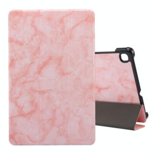 For Galaxy Tab S6 Lite P610 / P615 Marble Texture Horizontal Flip Leather Case, with Three-folding Holder & Sleep / Wake-up Function(Pink) (OEM)