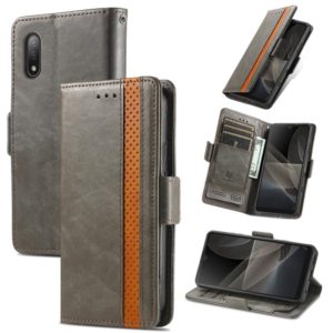 For Sony Xperia Ace II CaseNeo Business Splicing Dual Magnetic Buckle Horizontal Flip PU Leather Case with Holder & Card Slots & Wallet(Grey) (OEM)