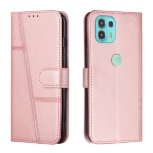 For Motorola Edge 20 Lite Stitching Calf Texture Buckle Leather Phone Case(Pink) (OEM)