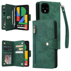 For Google Pixel 4 XL Rivet Buckle 9 Cards Three Fold Leather Phone Case(Green) (OEM)