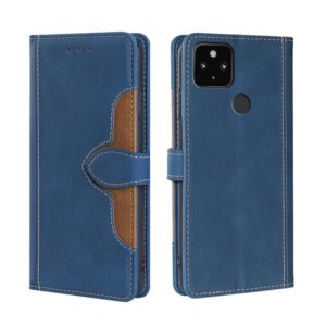 For Google Pixel 5 XL / Pixel 4a 5G Skin Feel Straw Hat Magnetic Buckle Horizontal Flip Leather Case with Holder & Card Slots & Wallet(Blue) (OEM)