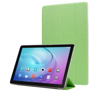 For Samsung Galaxy Tab A7 10.4 T500 TPU Silk Texture Three-fold Horizontal Flip Leather Case with Holder(Green) (OEM)