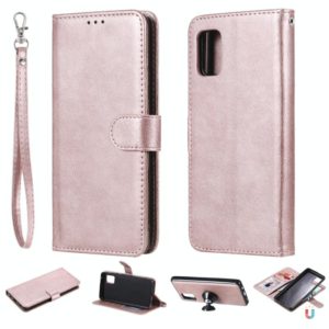 For Samsung Galaxy A31 2 in 1 Solid Color Detachable PU Leather Case with Card Slots & Magnetic Holder & Photo Frame & Wallet & Strap(Rose Gold) (OEM)
