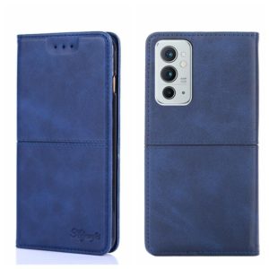 For OnePlus 9RT 5G Cow Texture Magnetic Horizontal Flip Leather Phone Case(Blue) (OEM)