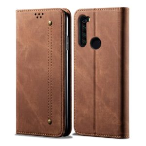 For Xiaomi Redmi Note 8 Denim Texture Casual Style Horizontal Flip Leather Case with Holder & Card Slots & Wallet(Brown) (OEM)