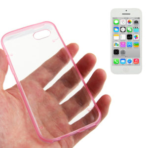 Transparent Smooth Surface Plastic Case with Fluorescent Effect TPU Frame for iPhone 5C(Pink) (OEM)