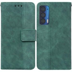 For Motorola Moto Edge 2021 Geometric Embossed Leather Phone Case(Green) (OEM)