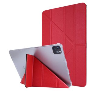 Silk Texture Horizontal Deformation Flip Leather Case with Three-folding Holder For iPad Air 2022 / 2020 10.9(Red) (OEM)