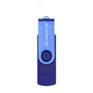 MicroDrive 128GB USB 2.0 Phone and Computer Dual-use Rotary OTG Metal U Disk (Blue) (MicroDrive) (OEM)