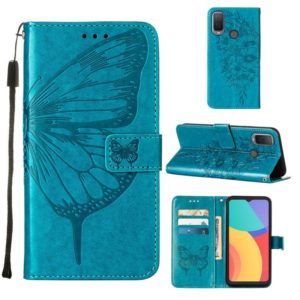 For Alcatel 1L 2021 Embossed Butterfly Leather Phone Case(Blue) (OEM)