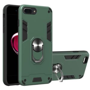 For iPhone 8 Plus / 7 Plus 2 in 1 Armour Series PC + TPU Protective Case with Ring Holder(Dark Green) (OEM)