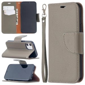 For iPhone 12 mini Litchi Texture Pure Color Horizontal Flip Leather Case with Holder & Card Slots & Wallet & Lanyard(Grey) (OEM)