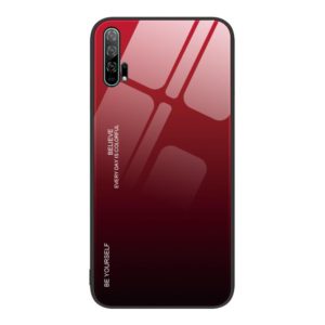 For Honor 20 Pro Gradient Color Glass Phone Case(Red Black) (OEM)