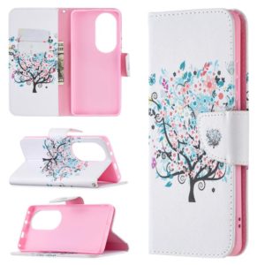 For Huawei P50 Pro Colored Drawing Pattern Horizontal Flip Leather Case with Holder & Card Slots & Wallet(Little Tree) (OEM)