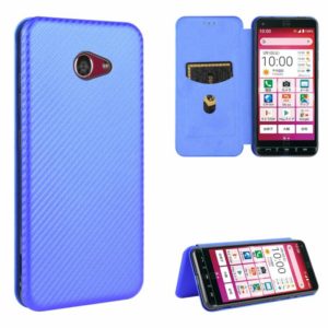 For Kyocera Katan Sumaho 2 (A001KC) Carbon Fiber Texture Horizontal Flip TPU + PC + PU Leather Case with Card Slot(Blue) (OEM)