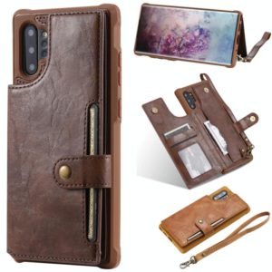 For Galaxy Note 10 Plus Buckle Zipper Shockproof Protective Case with Holder & Card Slots & Wallet & Lanyard & Photos Frame(Coffee) (OEM)