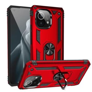 For Xiaomi Mi 11 Shockproof TPU + PC Protective Case with 360 Degree Rotating Holder(Red) (OEM)
