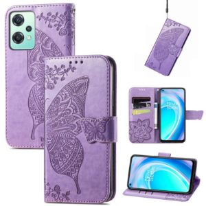 For OnePlus Nord CE 2 Lite 5G Butterfly Love Flower Embossed Flip Leather Phone Case(Light Purple) (OEM)