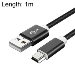 5 PCS Mini USB to USB A Woven Data / Charge Cable for MP3, Camera, Car DVR, Length:1m(Black) (OEM)