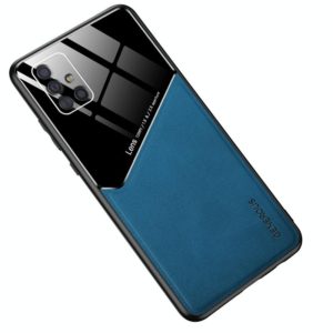 For Samsung Galaxy A51 4G All-inclusive Leather + Organic Glass Phone Case with Metal Iron Sheet(Blue) (OEM)