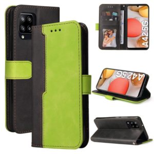 For Samsung Galaxy A42 5G Business Stitching-Color Horizontal Flip PU Leather Case with Holder & Card Slots & Photo Frame(Green) (OEM)