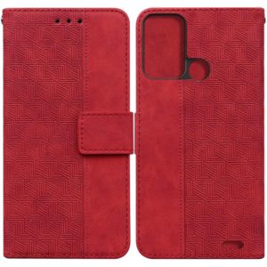 For ZTE Blade A52 Geometric Embossed Leather Phone Case(Red) (OEM)