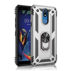 For LG K40 Shockproof TPU + PC Protective Case with 360 Degree Rotating Holder(Silver) (OEM)