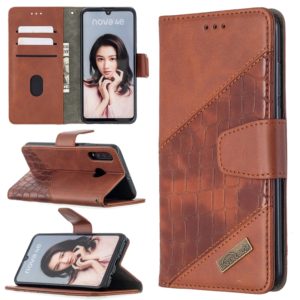 For Huawei P30 Lite Matching Color Crocodile Texture Horizontal Flip PU Leather Case with Holder & Card Slots & Wallet(Brown) (OEM)