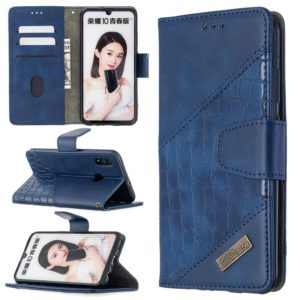 For Huawei P Smart (2019) Matching Color Crocodile Texture Horizontal Flip PU Leather Case with Holder & Card Slots & Wallet(Blue) (OEM)
