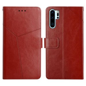 For Huawei P30 Pro Y Stitching Horizontal Flip Leather Phone Case with Holder & Card Slots & Wallet & Photo Frame(Brown) (OEM)