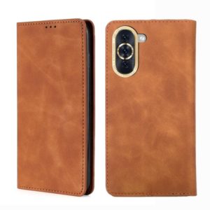 For Huawei nova 10 Skin Feel Magnetic Horizontal Flip Leather Phone Case(Light Brown) (OEM)