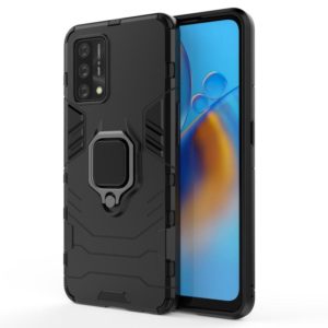 For OPPO A74 4G Shockproof PC + TPU Protective Case with Magnetic Ring Holder(Black) (OEM)