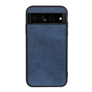 For Google Pixel 7 Pro Accurate Hole Two-color Calf Texture PU Phone Case(Blue) (OEM)